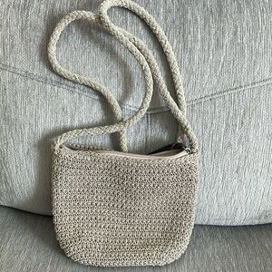 Small rosetti woven crossbody bag